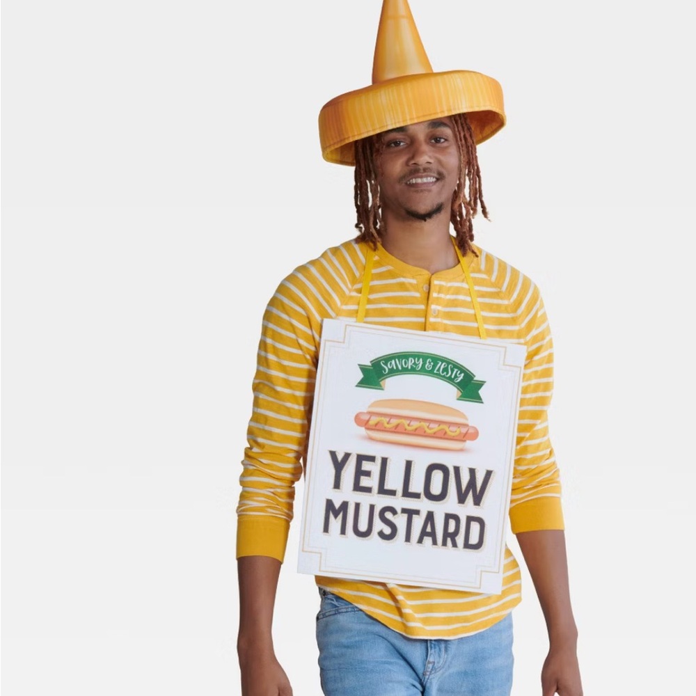 Hyde and eek yellow mustard adult costume. NWT one size
